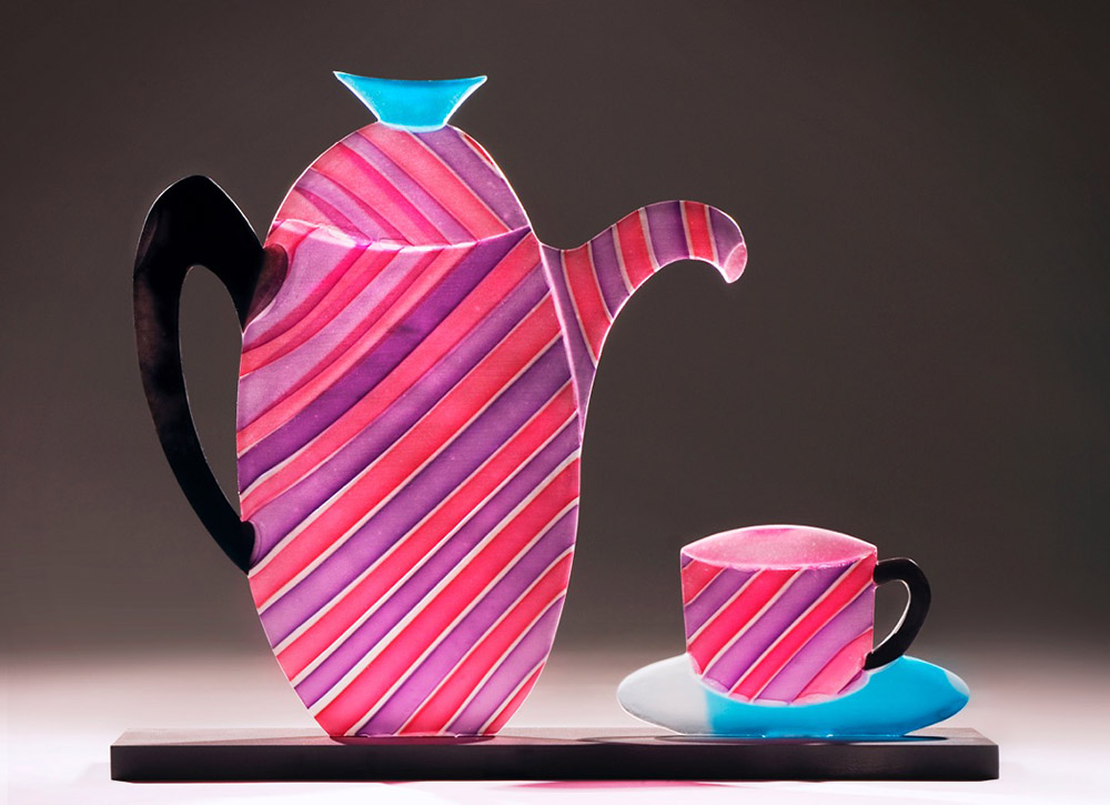 Cup of Tea for Mr. H 2009 Hot Glass Components fused & cold worked in Steel Base 325x420x8.jpg
